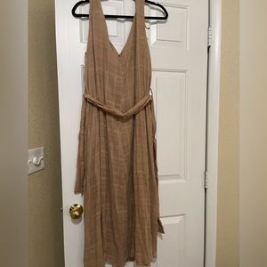 NWT Zara Brown/Tan Linen Blend Dress with Belt